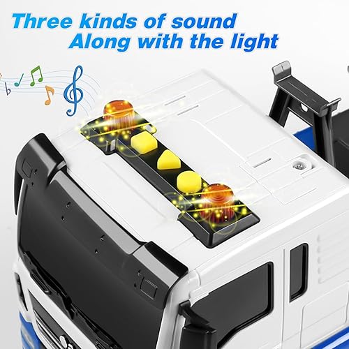 Miniatura 5 de Dwi Dowellin Camión Grúa Juguetes para niños pequeños 2-4, 3-5 Juguete de construcción con brazo giratorio, sonido y luces Camiones para niños