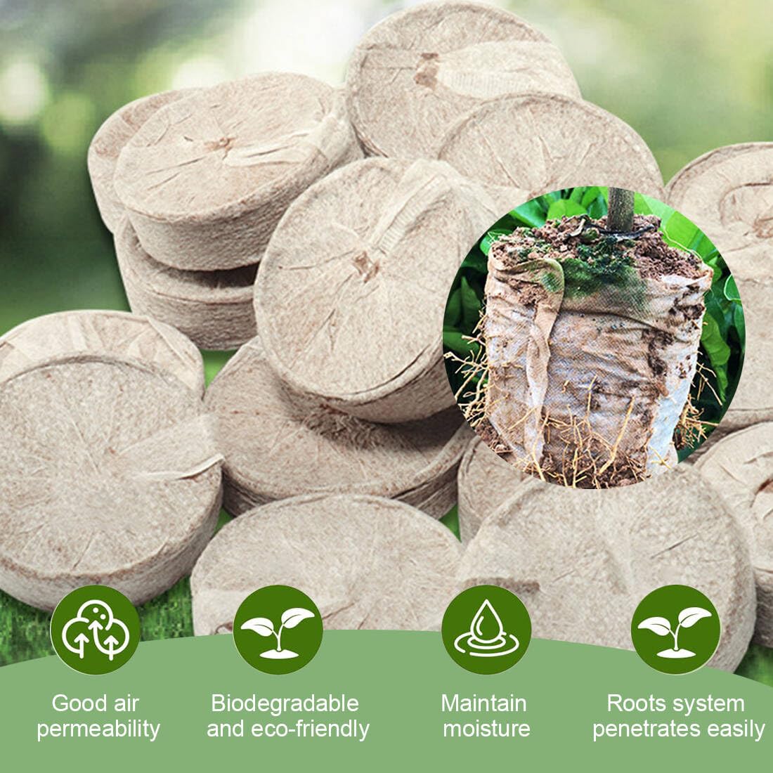IME Compressed Coconut Soil Pellets Seed Starter Pellets Coir Plugs Pack of 40 Natural Coco Coir Seed Compost Pellets for Seedlings Seed Propagation Germination - Image 3
