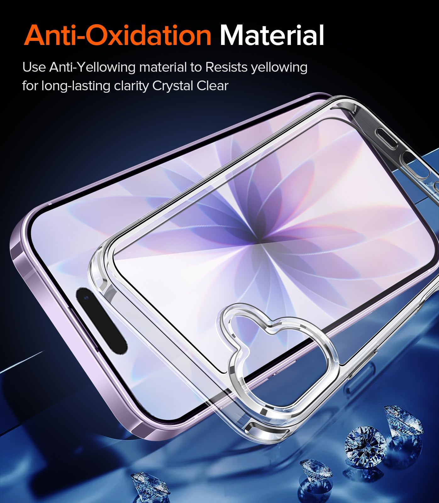 iVoler Anti Ingiallimento Chiaro Cover per iPhone 17 6.3 Pollice con 2 Pezzi Pellicola Vetro Temperato, [Antiurto di Grado Militare] Custodia Trasparente Sottile Case