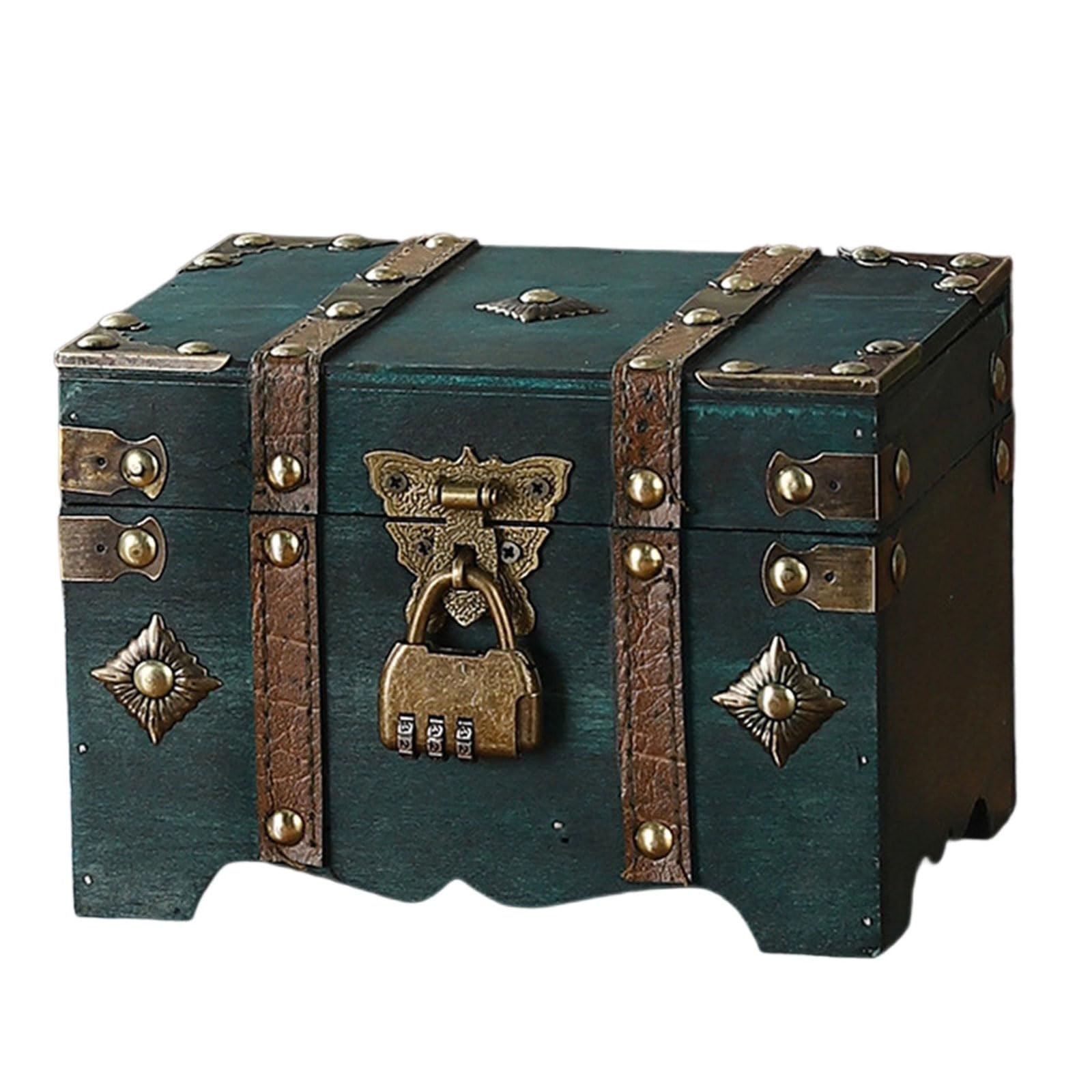Xinsheinelry Antique Styles Locking Storage Box with Secure Combination Code Large Capacity Wooden Chest for Jewelry Collectibles Antique Styles Security Trunk