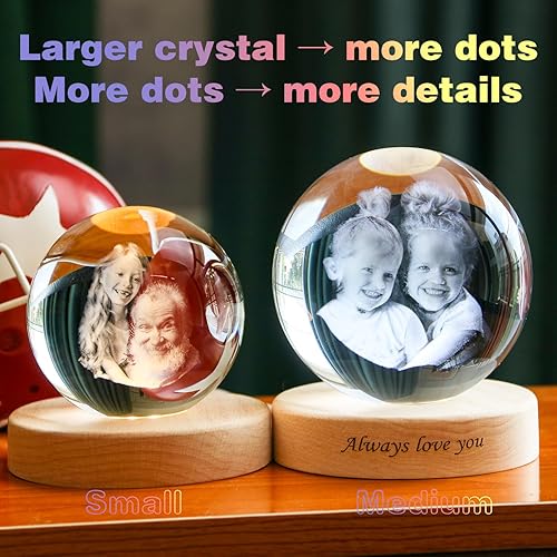 Miniatura 2 de Foto de cristal 3D, globos de nieve personalizados de Navidad con imagen, cumpleaños personalizado, aniversario, memorial de mascotas, Día