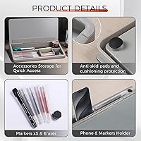 Vista 61 de TOWON Desktop Glass Whiteboard with Basic Calculator, 12 Digit LCD Display, Desk Organizers with Accessories for Office, Home, School Supplies