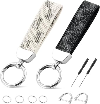 Business Leather Keychain Set - Key Holder | Stop losing keys. Complete set. Versatile keychain for car,office, home, travel. Great for professionals, EDC and gifts.