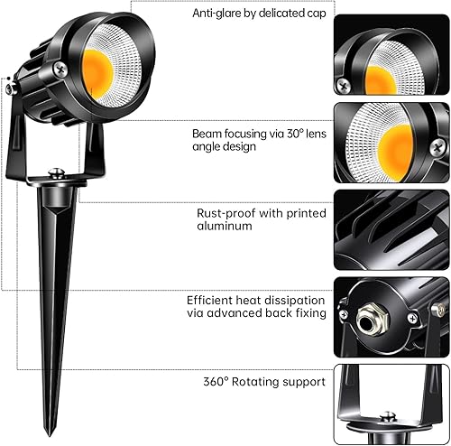 Miniatura 4 de Luces de paisaje de bajo voltaje de 9 W con conectores 12 V ACDC LED Landspcape Iluminación exterior impermeable Focos 900LM blanco cálido jardín
