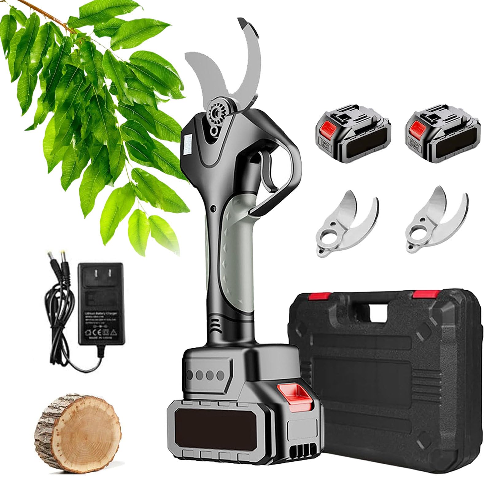 Tijera Podar Inalámbricas Portátiles Podadora,Tijera de Podar Eléctrico de 78mm,2Batería Recargable y 2 Hojas de Repuesto, para Jardinería Viñedos Árboles Frutales,with Extens