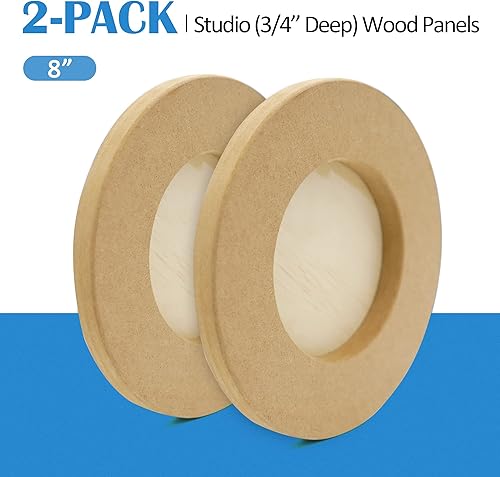 Miniatura 59 de Falling in Art Kit de paneles de lona de madera de abedul redondos sin terminar, 2 paquetes de 12 pulgadas de estudio de 3/4 pulgadas de profundidad