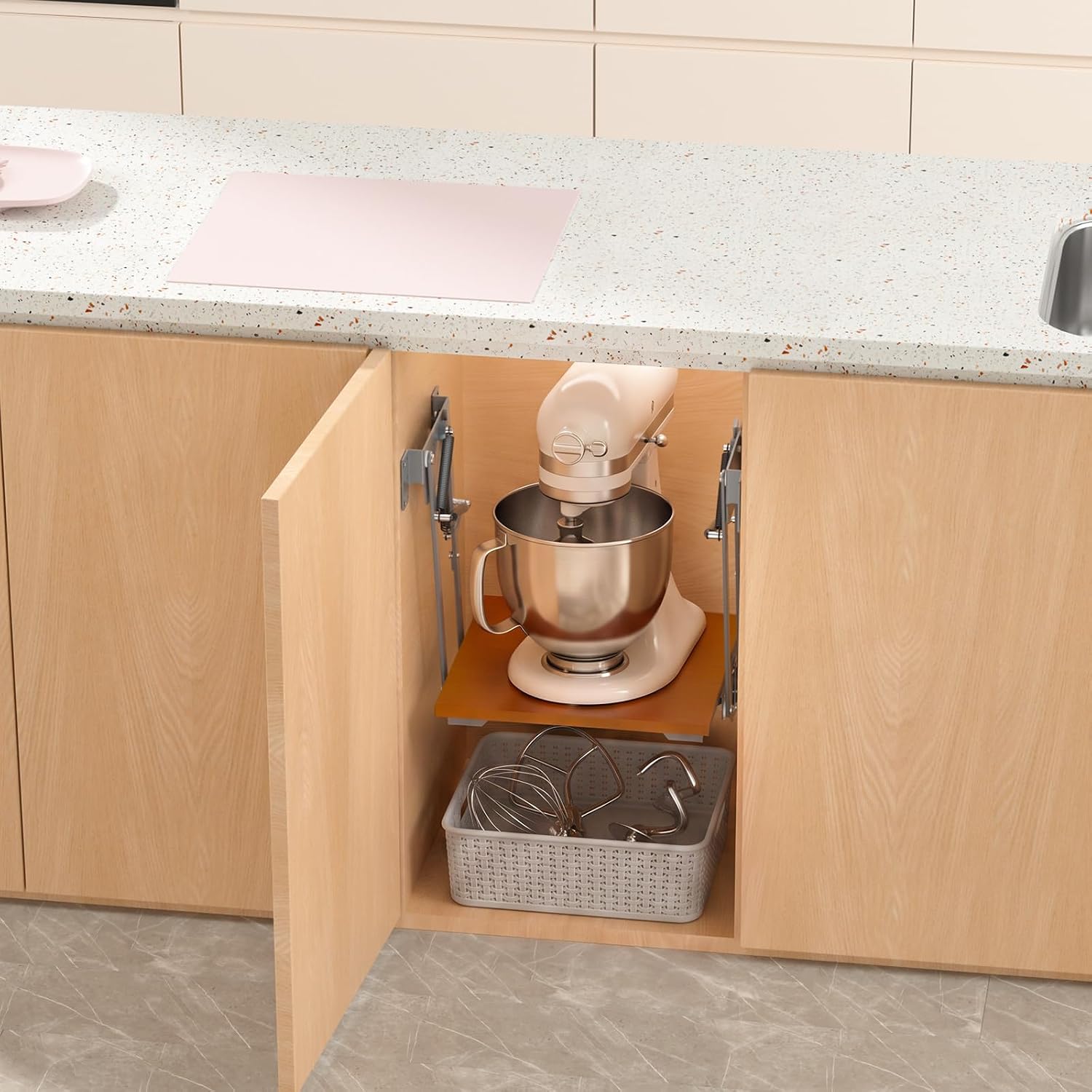 Onemake Mixer Lift for Cabinet, Soft Close Appliance Lift, 60 LB Heavy Duty
