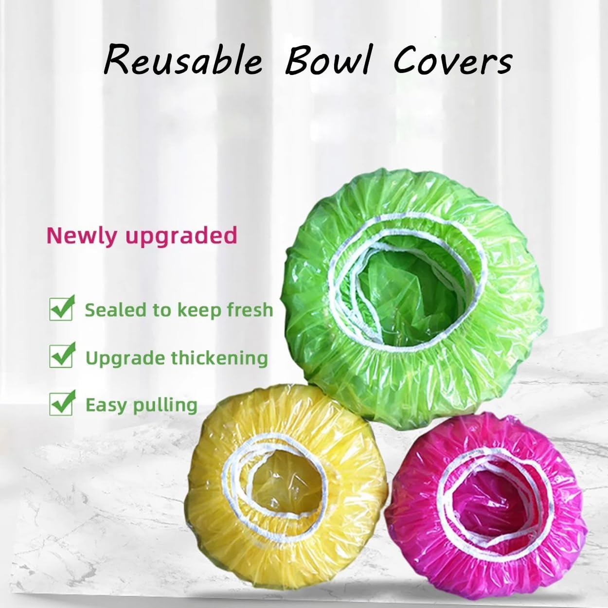 Bowl Covers Reusable Elastic Food Storage Covers Plastic Plate Dish Wrap Fresh Keeping Bags for Bread Proofing Food Sourdough Baking Rising 3 Size 60pcs