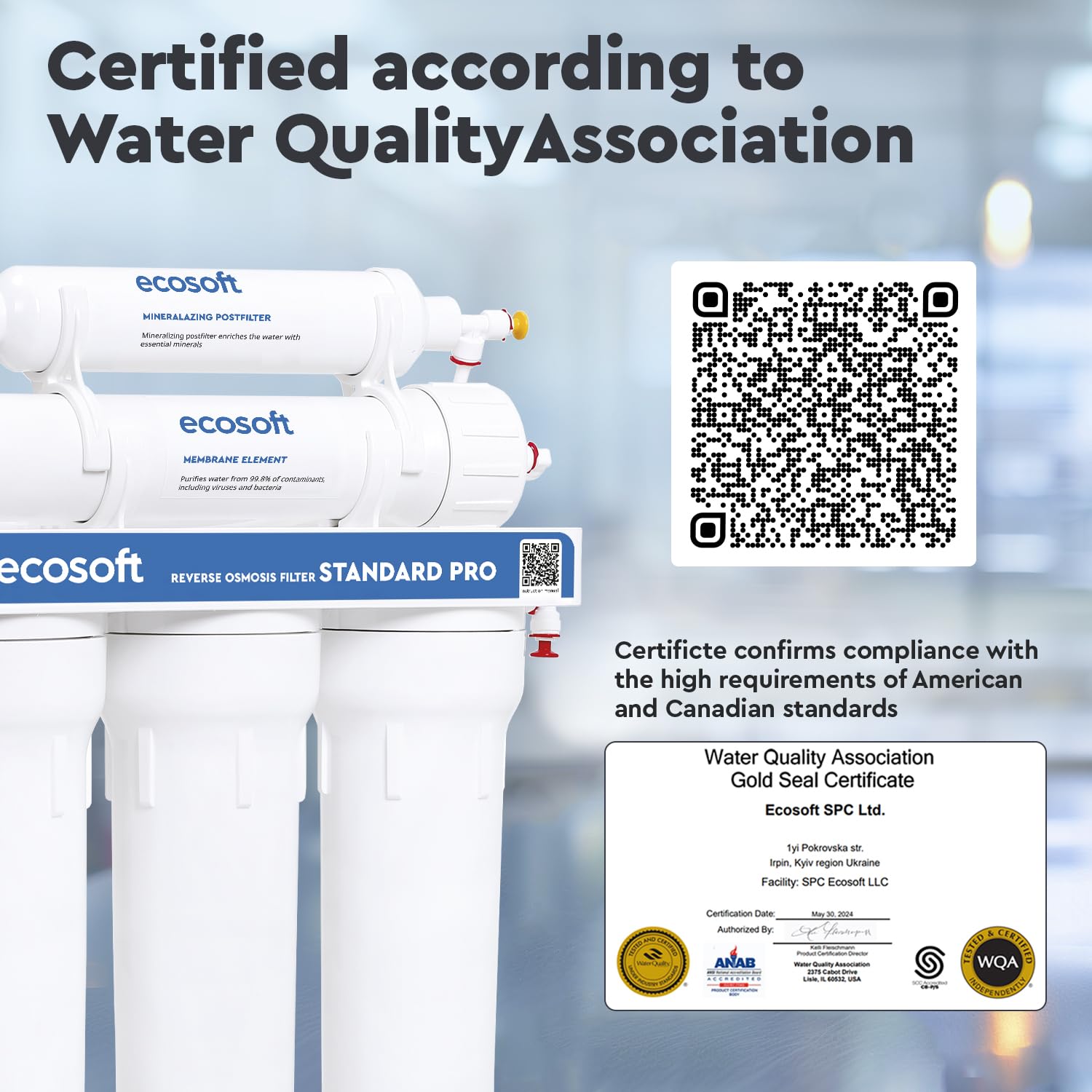 Ecosoft Standard PRO - Filtro ad osmosi inversa, senza pompa, soluzione compatta per la depurazione dell'acqua
