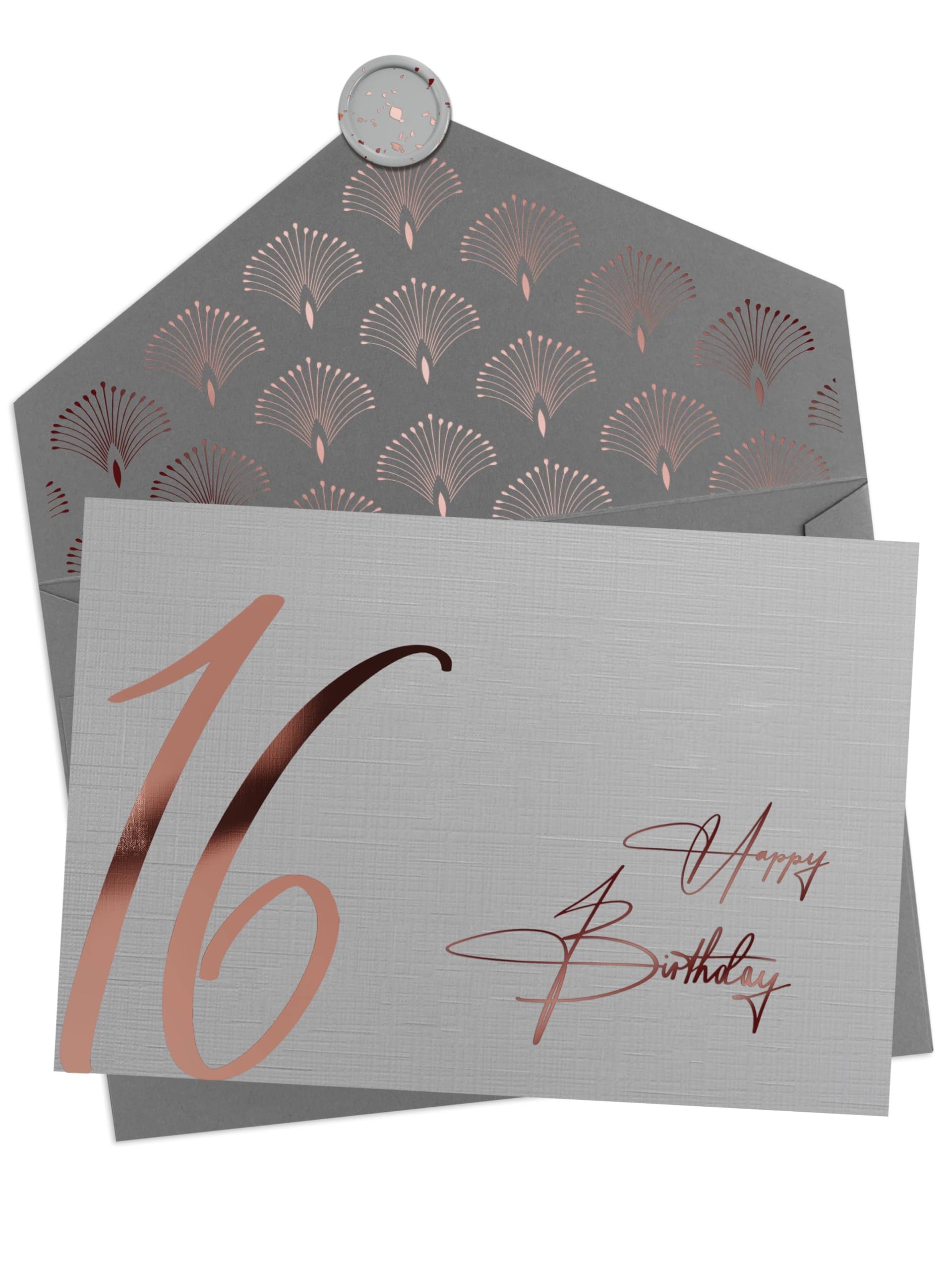 Joli Coon 16th Birthday card with premium envelope and wax seal - 16th birthday card for boys - 16th birthday card for girls - 17 x 11,5 cm — image 1