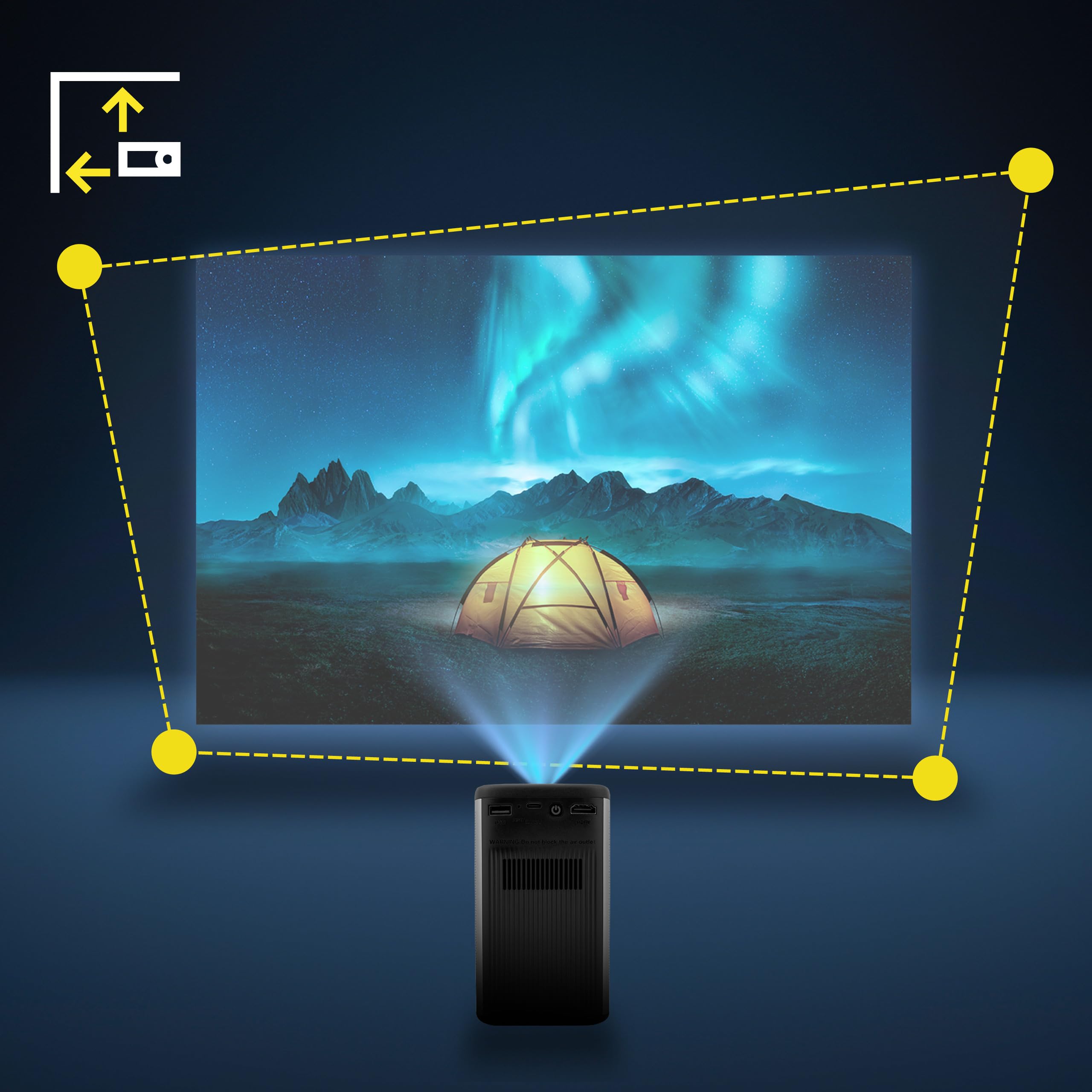 Projecteur OVERMAX Multipic 8.1 Résolution 4K Projecteur avec Keystone Autofocus et Correction du Trapèze, Image jusqu'à 200, Wi-FI Bluetooth 5.0, 5000 Lumens Télécommande, Durée de Vie 40 000 h