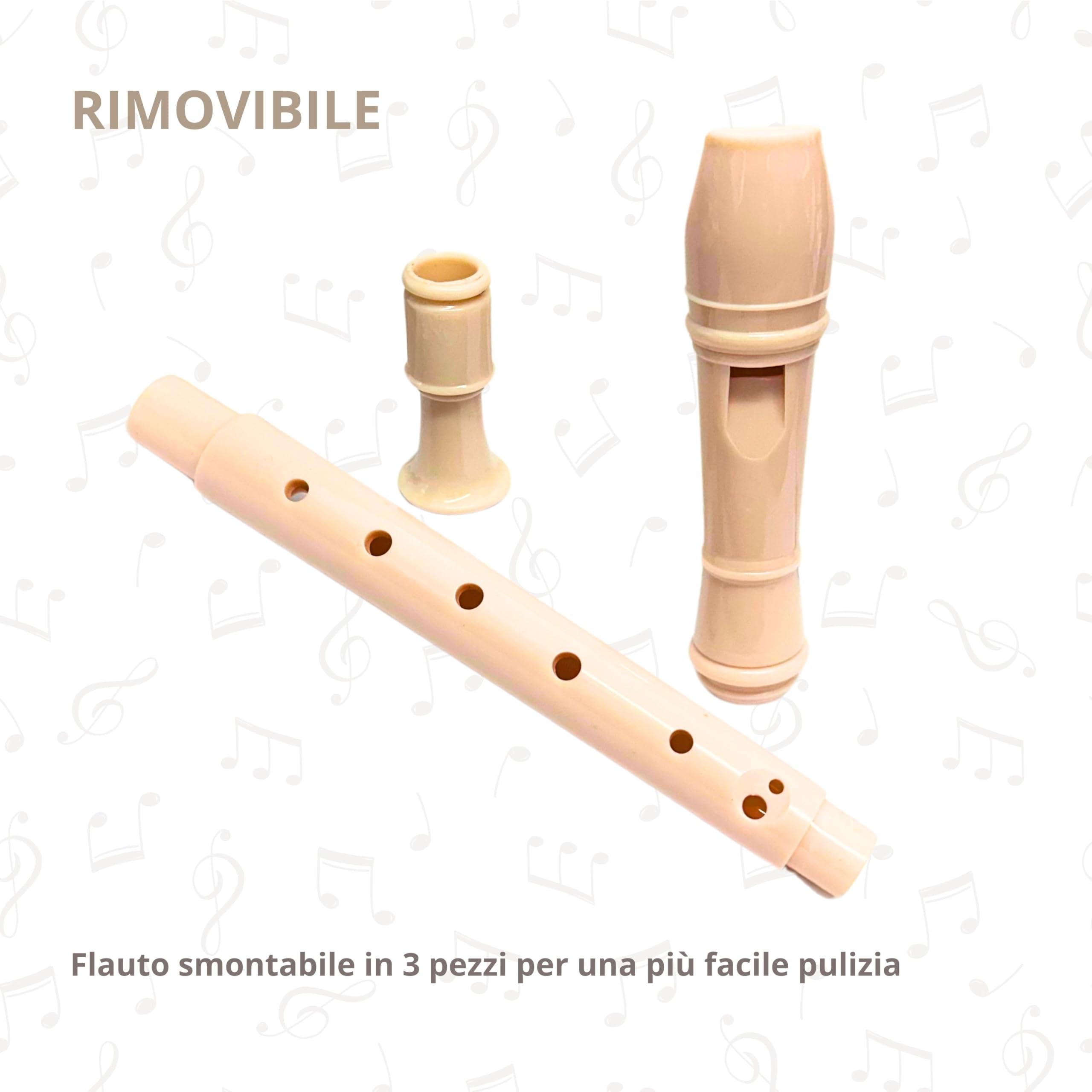 Flauto Dolce Soprano con Pulitore, Tavola delle Dita e Custodia di Colore Verde. Per Principianti e Bambini
