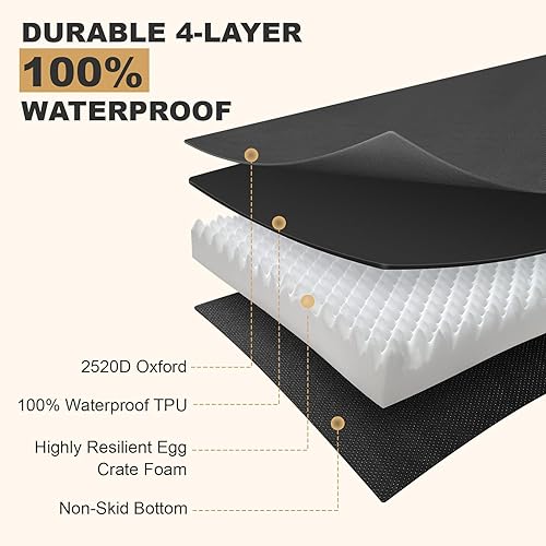 Miniatura 3 de Cama indestructible para mascotas, almohadilla de espuma viscoelástica para perros y gatos pequeños, cama de tela Oxford impermeable y duradera con