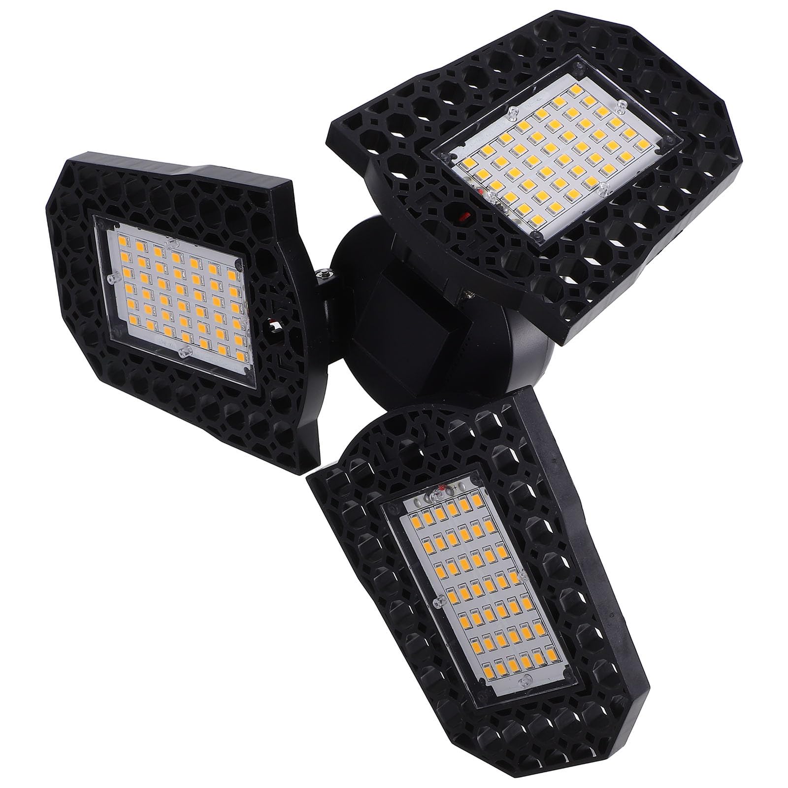 VILLCASE LED Folding Workshop Light 60w Warm White Three-Leaf Deformation Garage Ceiling Lamp for Warehouse and Industrial Lighting