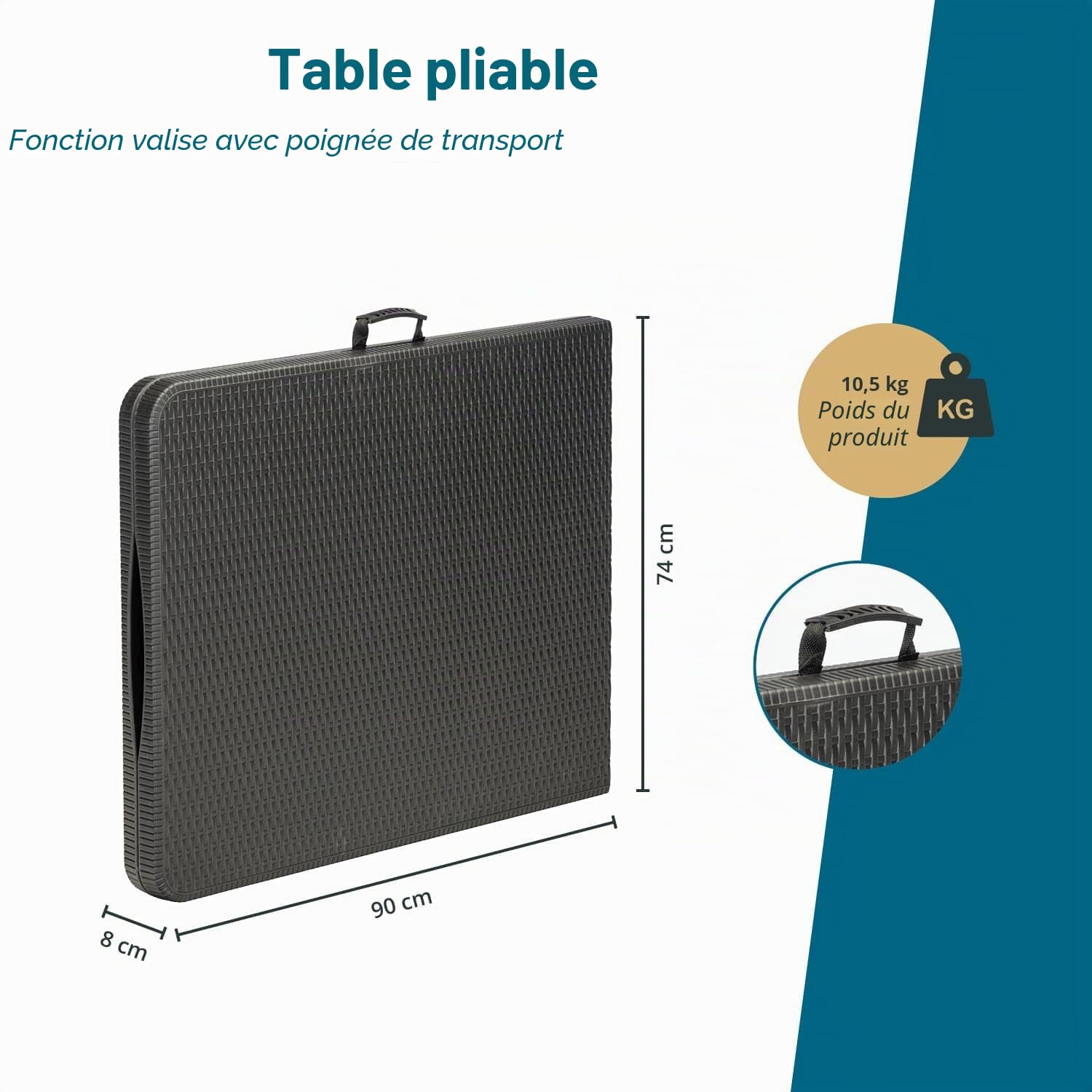 Skandika Table Pliante/Banc Pliable/Set MASI | Banc Max 300 kg, Table Max 200 kg, matériau HDPE recyclé, Pliable, résistant aux intempéries, 180 cm | Meubles Balcon, Jardin
