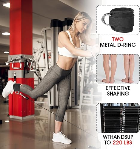 Miniatura 4 de 2 correas de levantamiento de tobillos acolchadas para máquinas de cable para mujeres, muñequeras resistentes al tobillo, bandas cómodas y