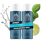 Oars + Alps Mens Moisturizing Body and Face Wash, Skin Care Infused with Vitamin E and Antioxidants, Sulfate Free, Fresh Ocean Splash, Travel Size 3.4oz, 2 Pack