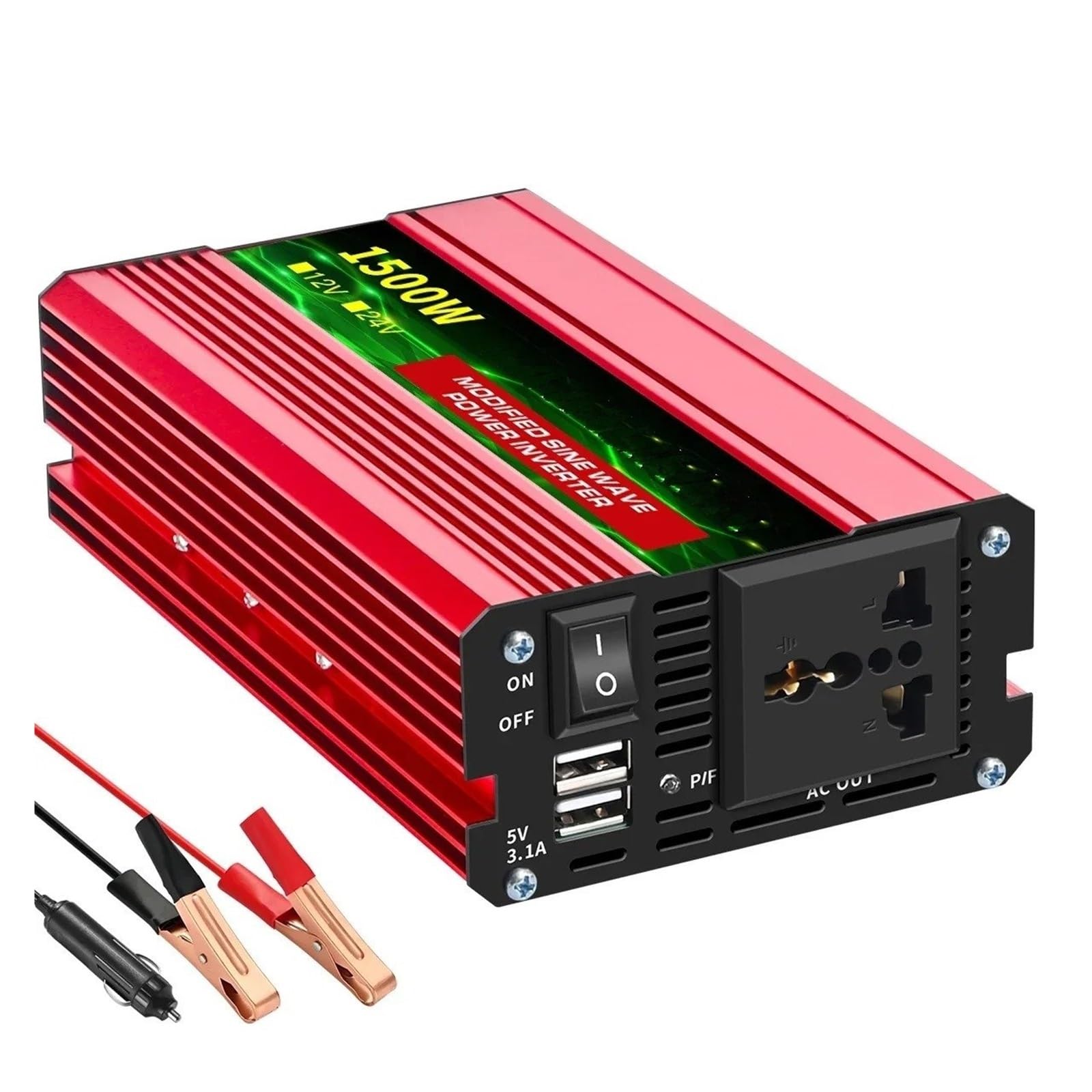 Inversor Onda Sinusoidal Modificada con Pantalla Voltaje 12 V CC A 220 V CA 600 W 1500 W 2500 W 3000 W Portátil(12V1500W50HZ UN)