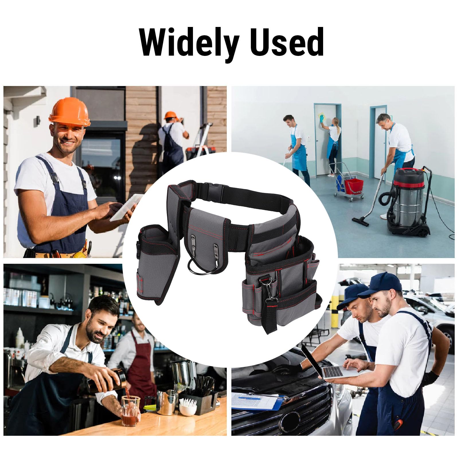 Ceinture à outils multifonction réglable pour électriciens et plombiers en tissu Oxford durable