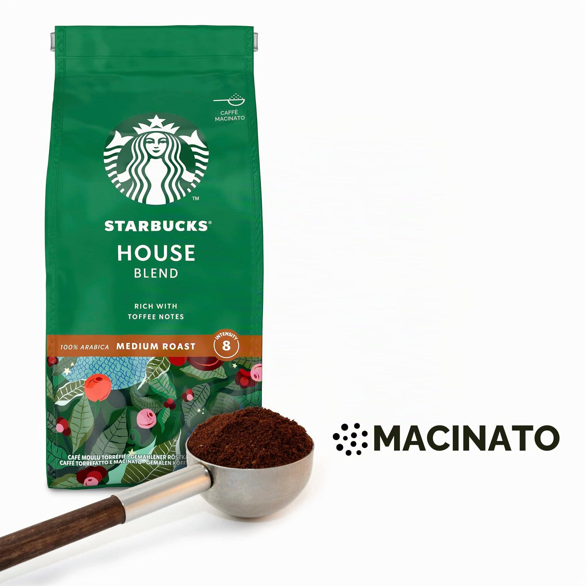 Starbucks Caffè Macinato, 200g (6 Sacchetti) - Tostatura Media (House Blend) e Scura (Caffè Verona) - 1.2kg - 12 Sacchetti
