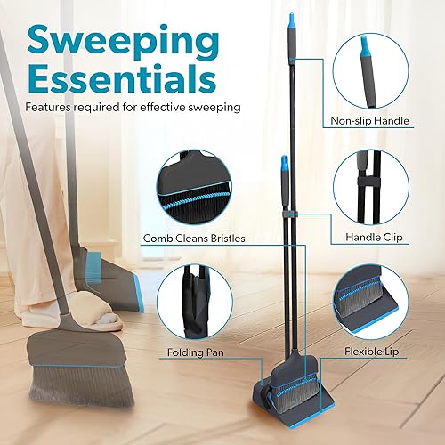 Miniatura 5 de BLACK+DECKER Butler - Juego de escoba y recogedor, mango corto, diseño de pie, ligero, ahorro de espacio, combo para cocina, sala de estar, baño,