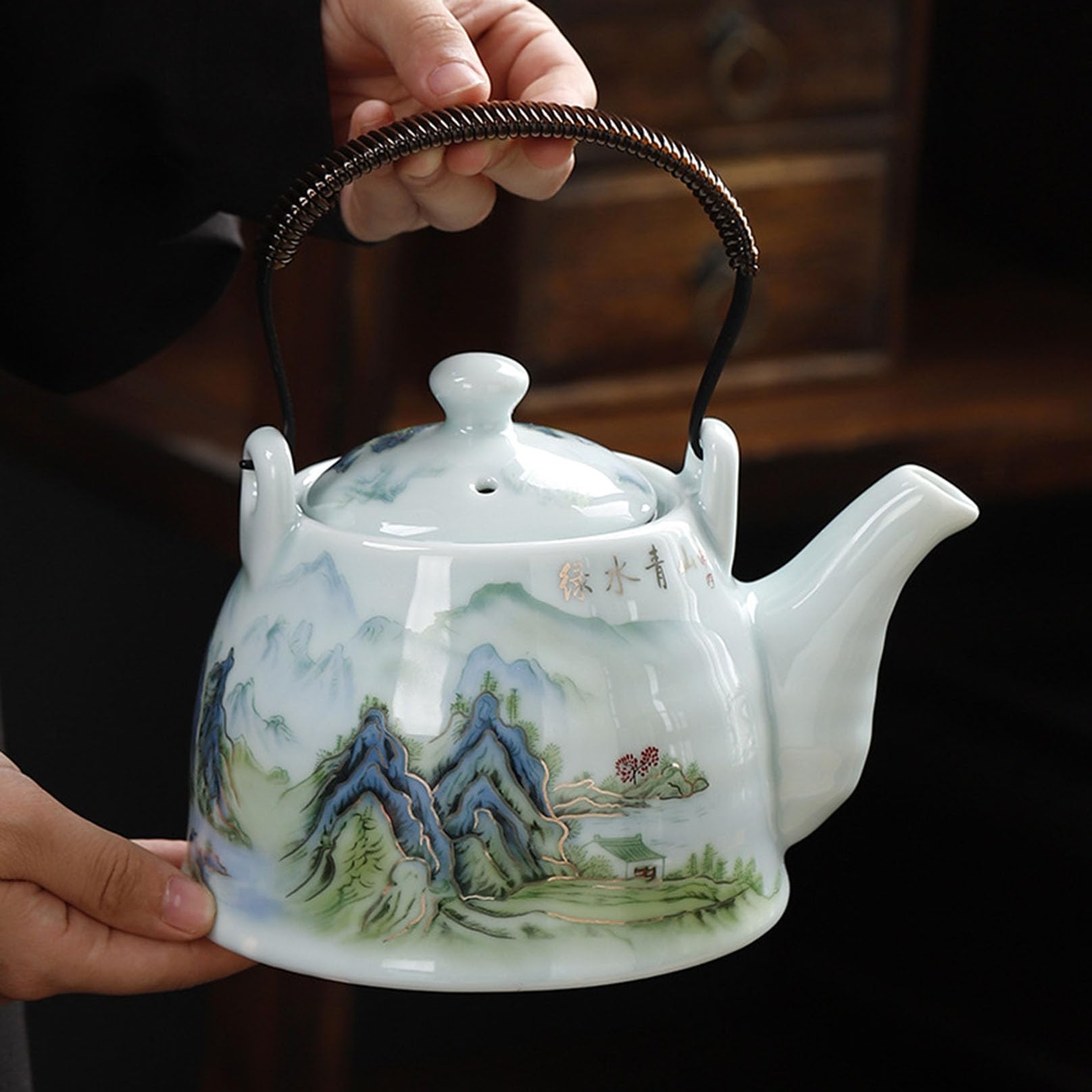 Japoński dzbanek do herbaty w stylu vintage, z sitkiem, 950 ml, ceramiczny dzbanek do herbaty z zaparzaczem o dużej pojemności, do gospodarstwa domowego, zestaw do herbaty luzem, herbata liściasta