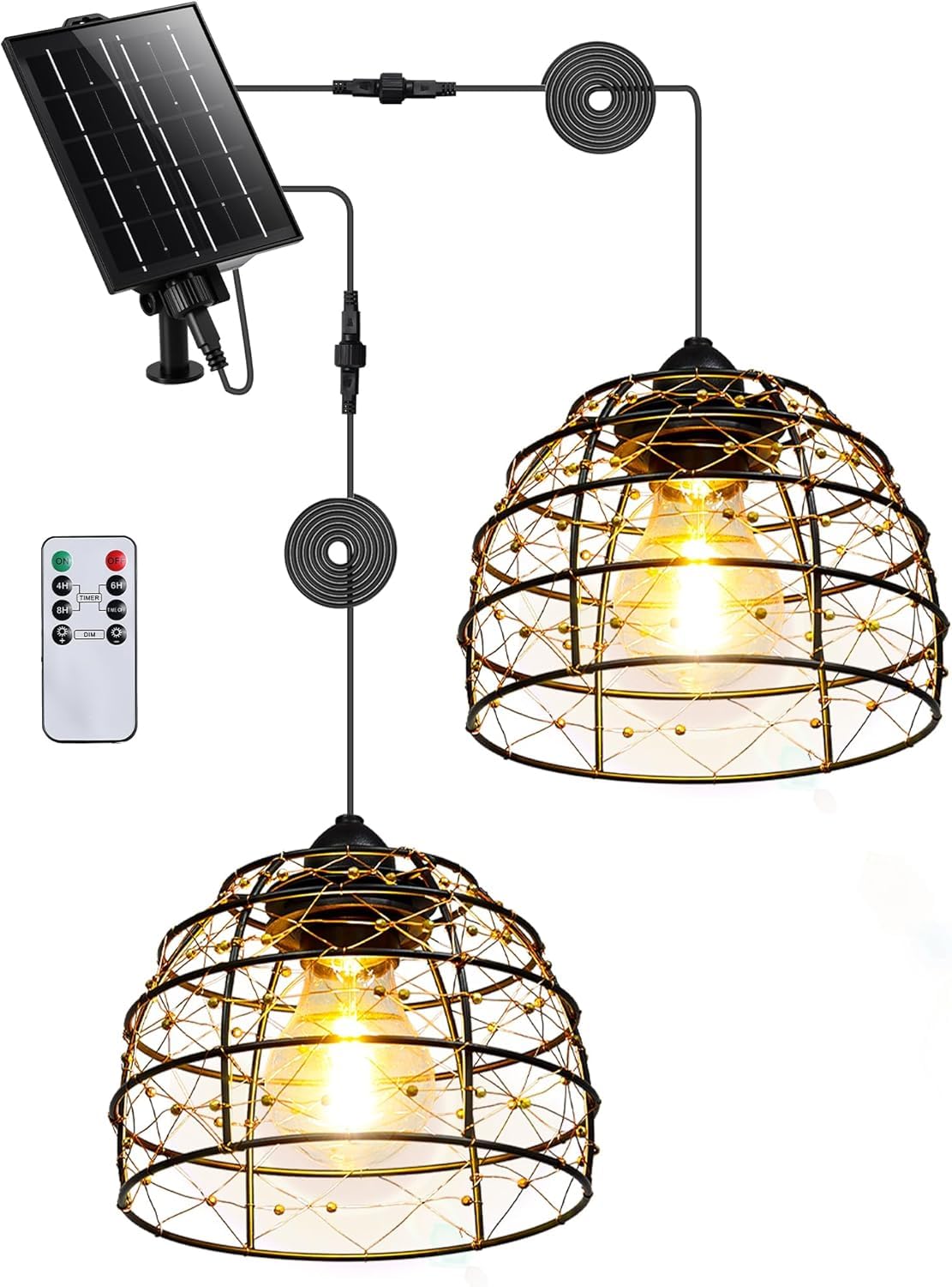 2 Lámpara Solar Exterior de Estilo Bohemio, Luces Exterior Solar con Temporizador de 4/6/8 Horas y 4 Ajustes de Brillo, Impermeable IP65 para Patios, Balcones y Jardines