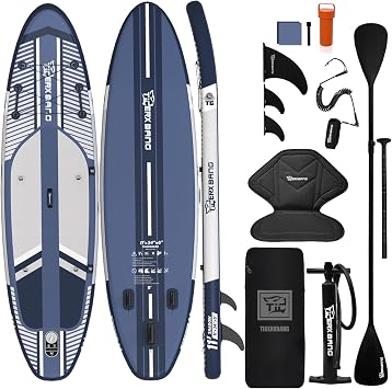 TIGERXBANG 11' Inflatable Stand Up Paddle Board, SUP Board with Seat & Complete Accessories, Extra Wide Non-Slip Deck, Paddleboard for Adults & Beginners - Shadow Collection