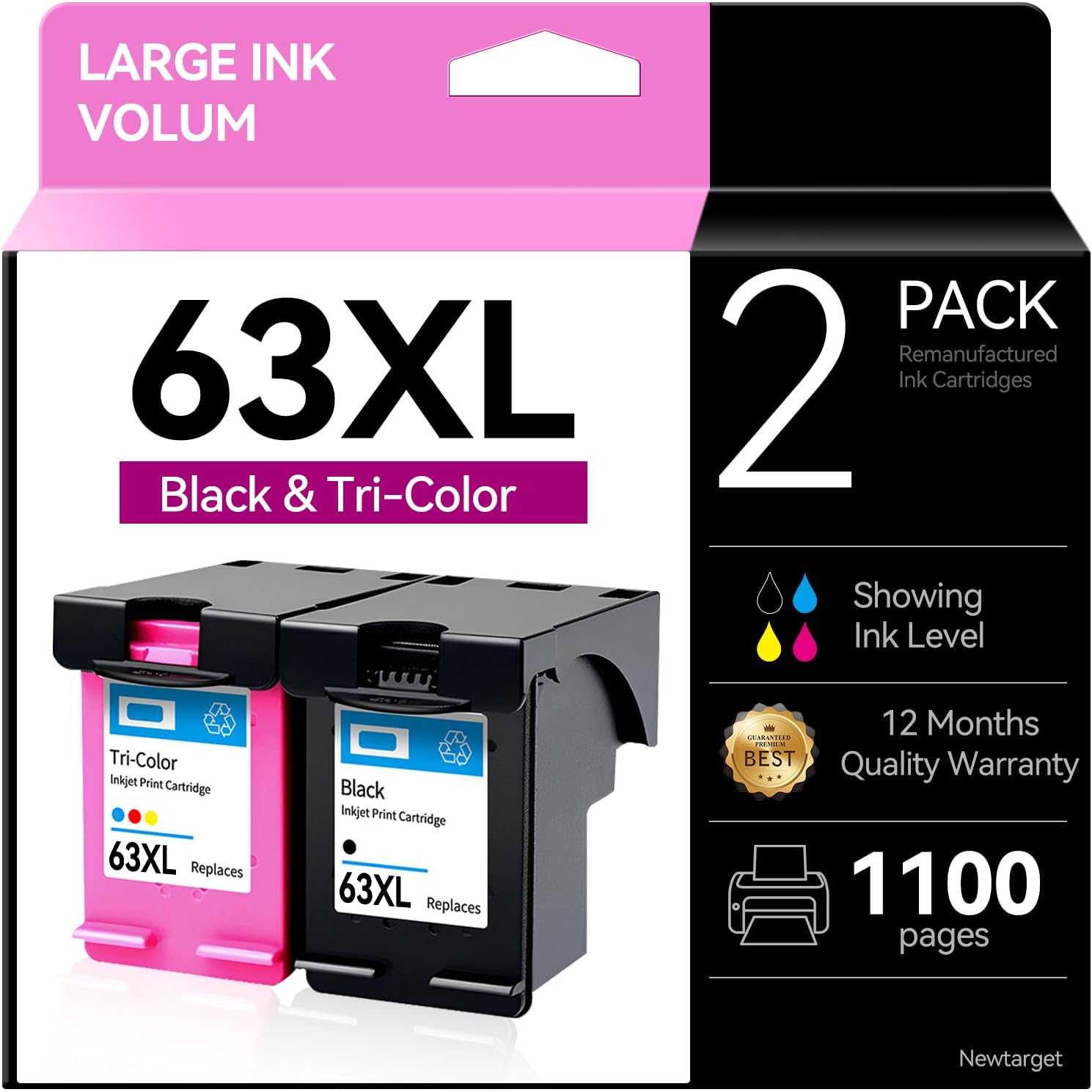 Newtarget for hp 63XL 63 Black and Color Printer Ink Cartridge on hp ...