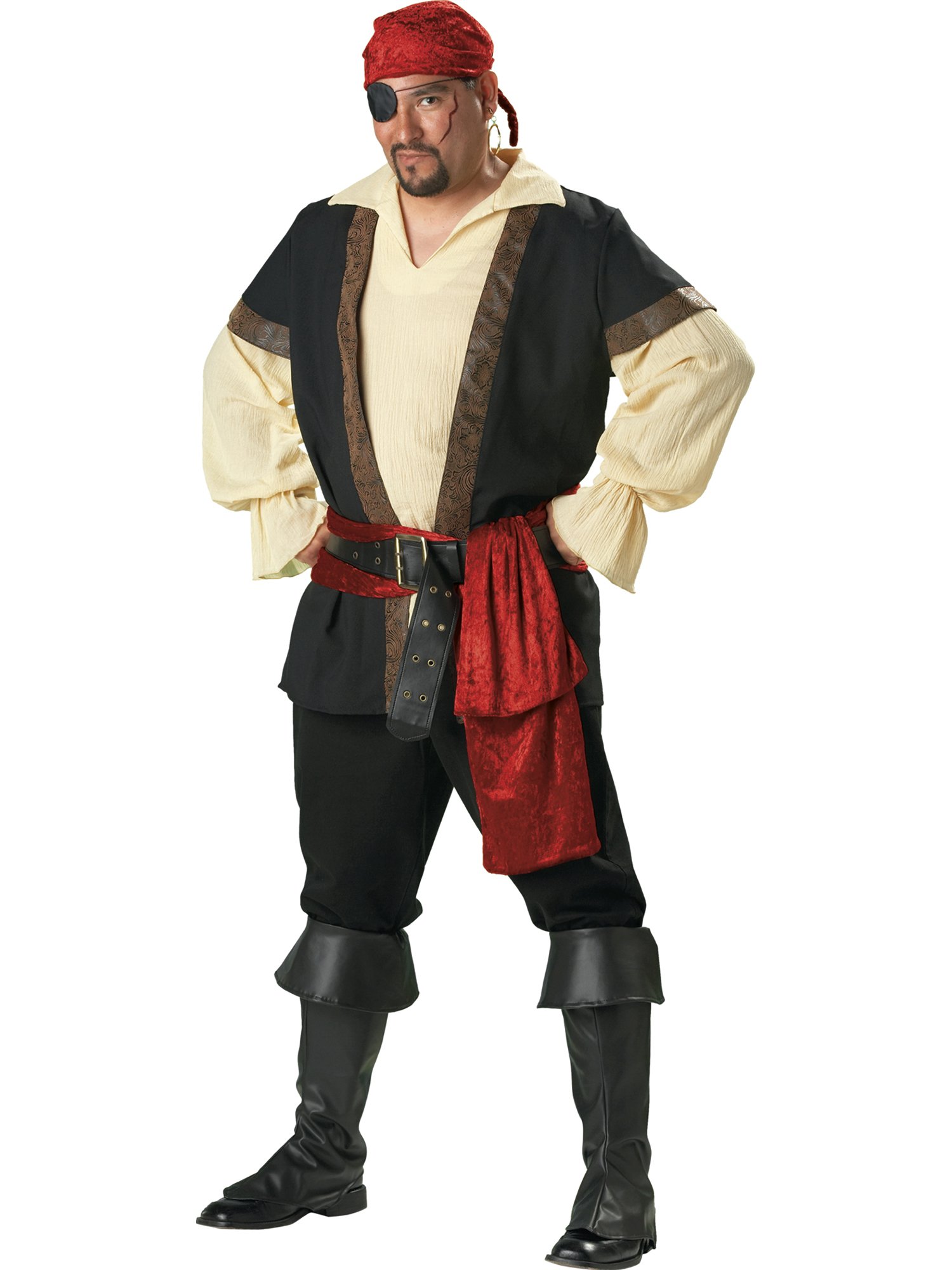 InCharacter Costumes Mens Plus-Size Pirate Tan Black 2X