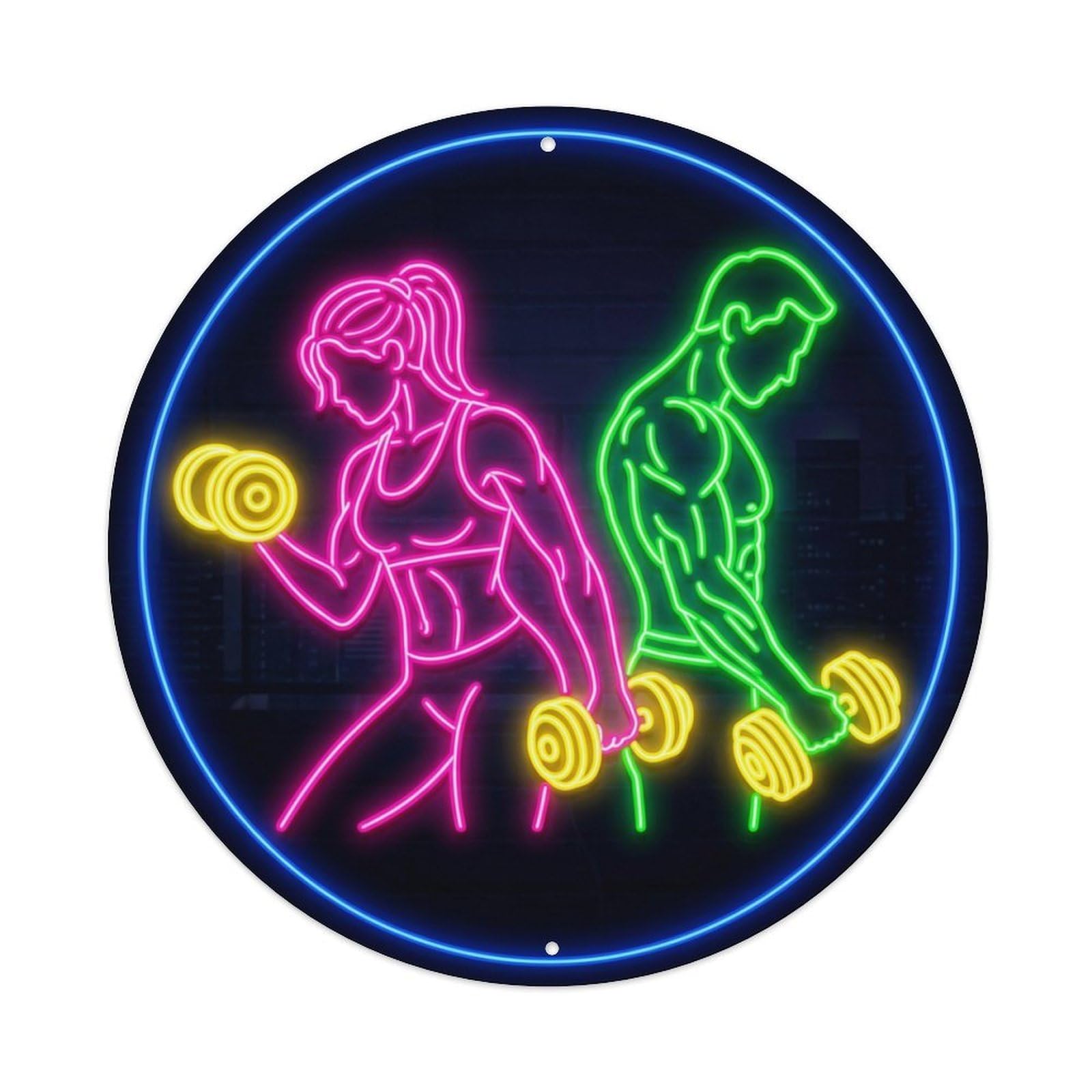 Vintage Faux Neon Gym Retro Bodybuilding Isolation Metal Tin Sign