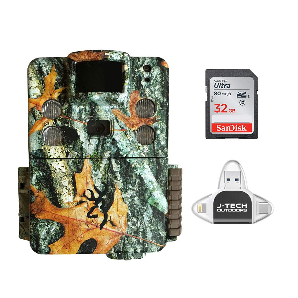Browning Strike Force HD PRO X Trail Game Camera (20MP) with 32GB Memory Card and J-TECH USB Memory Card Reader Compatible with iPhone/iPad/Android | BTC5HDPX
