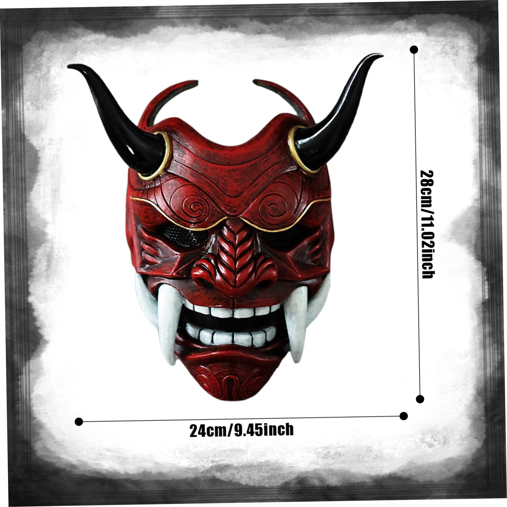 ToyGhillied Halloween Japanische Samurai Prajna Hannya Oni Maske, Latex Halbgesicht Dämonen Gruselige Maske, Dekorative Maske Kostüm Halloween Neuheit Horrormaske Rollenspiel für Erwachsene (Grau