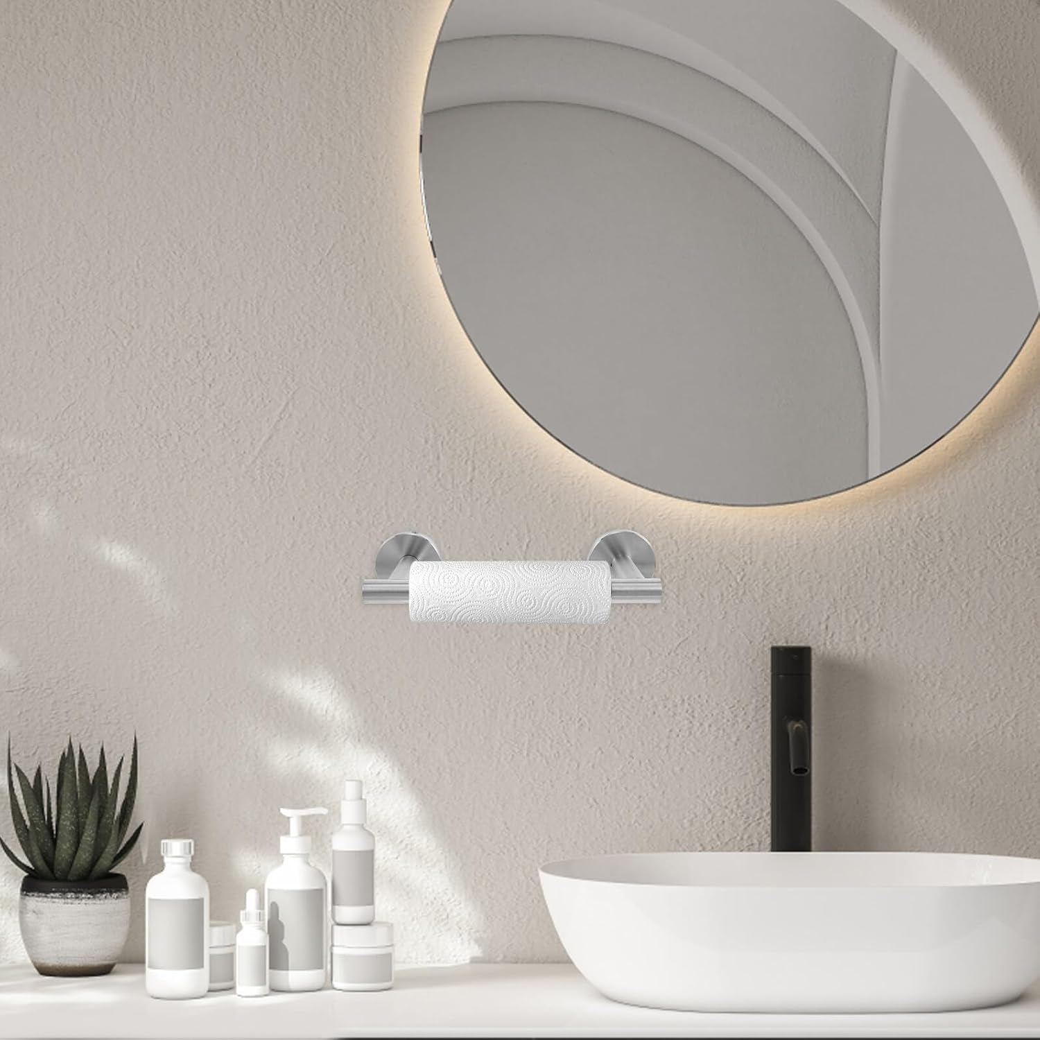 BESPORTBLE Wall Mounted Toilet Roll Dispenser Stainless Steel Double Post Pivoting Bathroom Tissue Holder Paper Towel Organizer for Commercial and Residential Use
