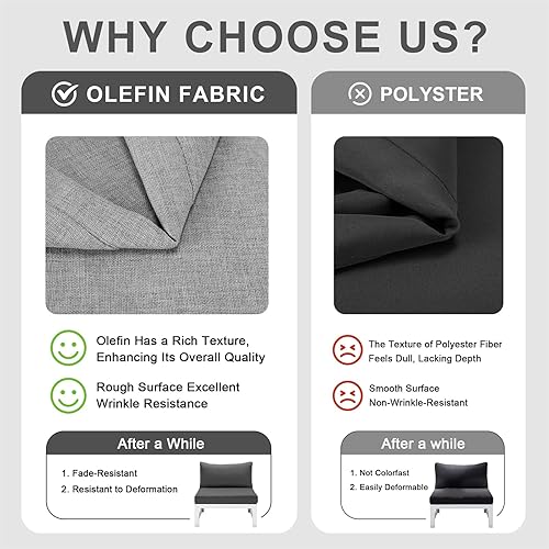 Miniatura 3 de FINCATI 14 fundas de cojín de repuesto gris claro para patio, 27 x 27 pulgadas, color gris claro, fundas de cojín para exteriores con cremallera,