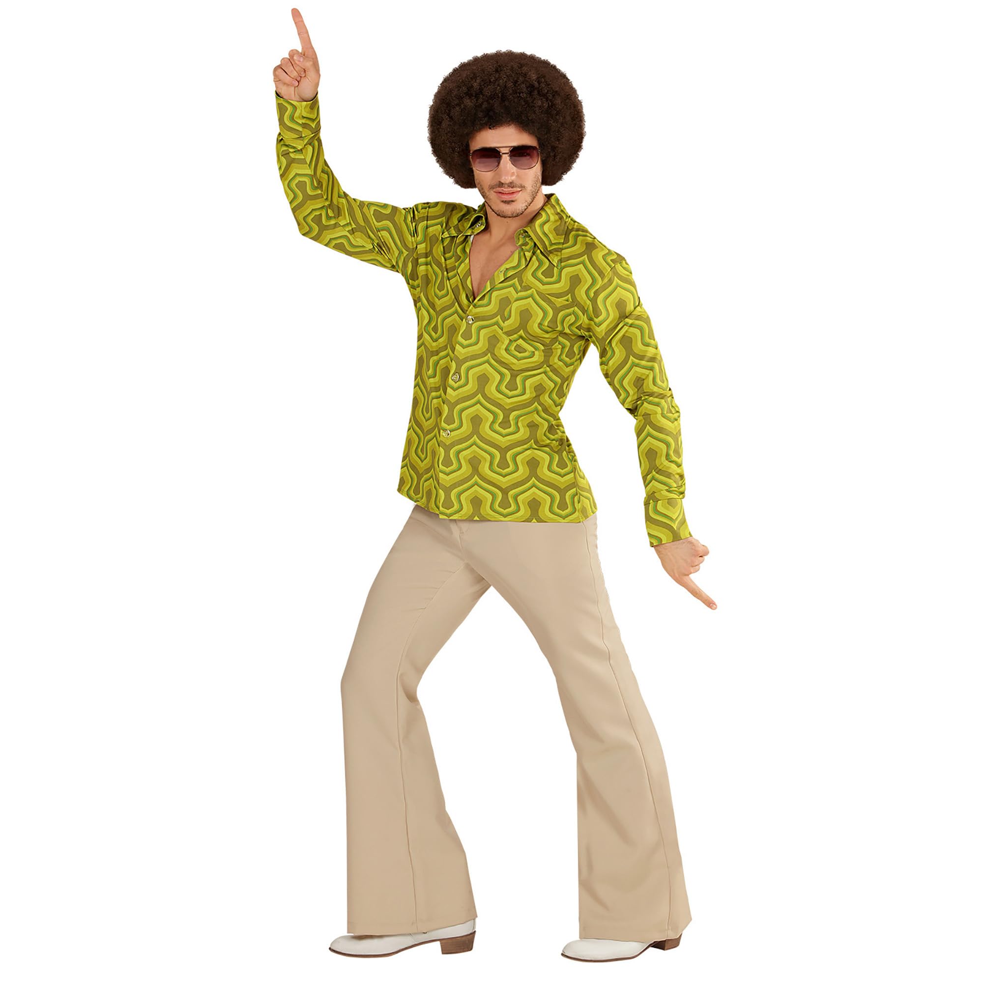 W WIDMANN Milano Party Fashion - Camisa de los años 70, Camisa de Hombre, Estilo Disco, Disfraces de Carnaval