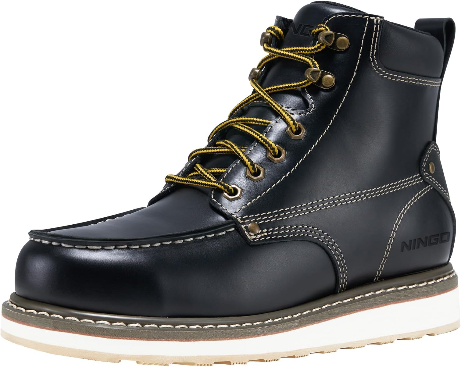 HISEA NINGO Work Boots for Men Steel/Soft Toe Boots,6” Water Resistant Slip Resistant Industrial & Construction Work Shoes, Composite Toe Working Boot
