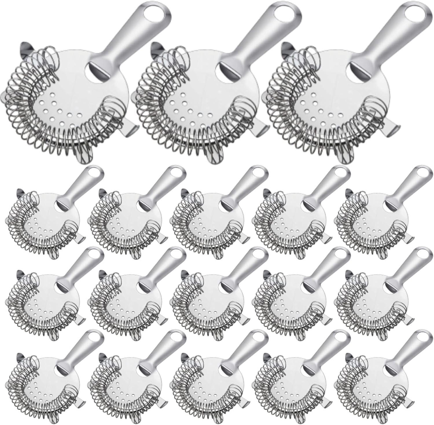 Funnymoom 16 Pack Cocktail Strainer 4 Prong Stainless Steel Bar Bartender Strainer 6 Inches Silver Bar Drink Tool for Bartenders and Mixologists