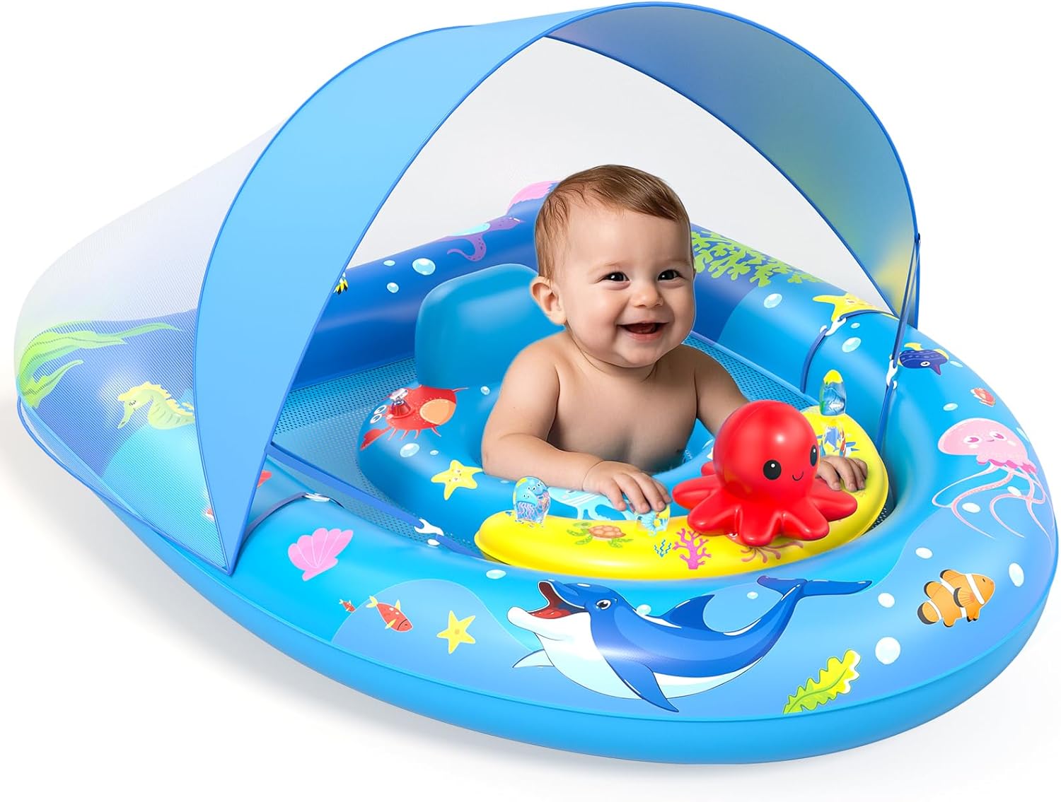 Sunrad Baby Pool Float with Canopy UPF50+ Sun Protection