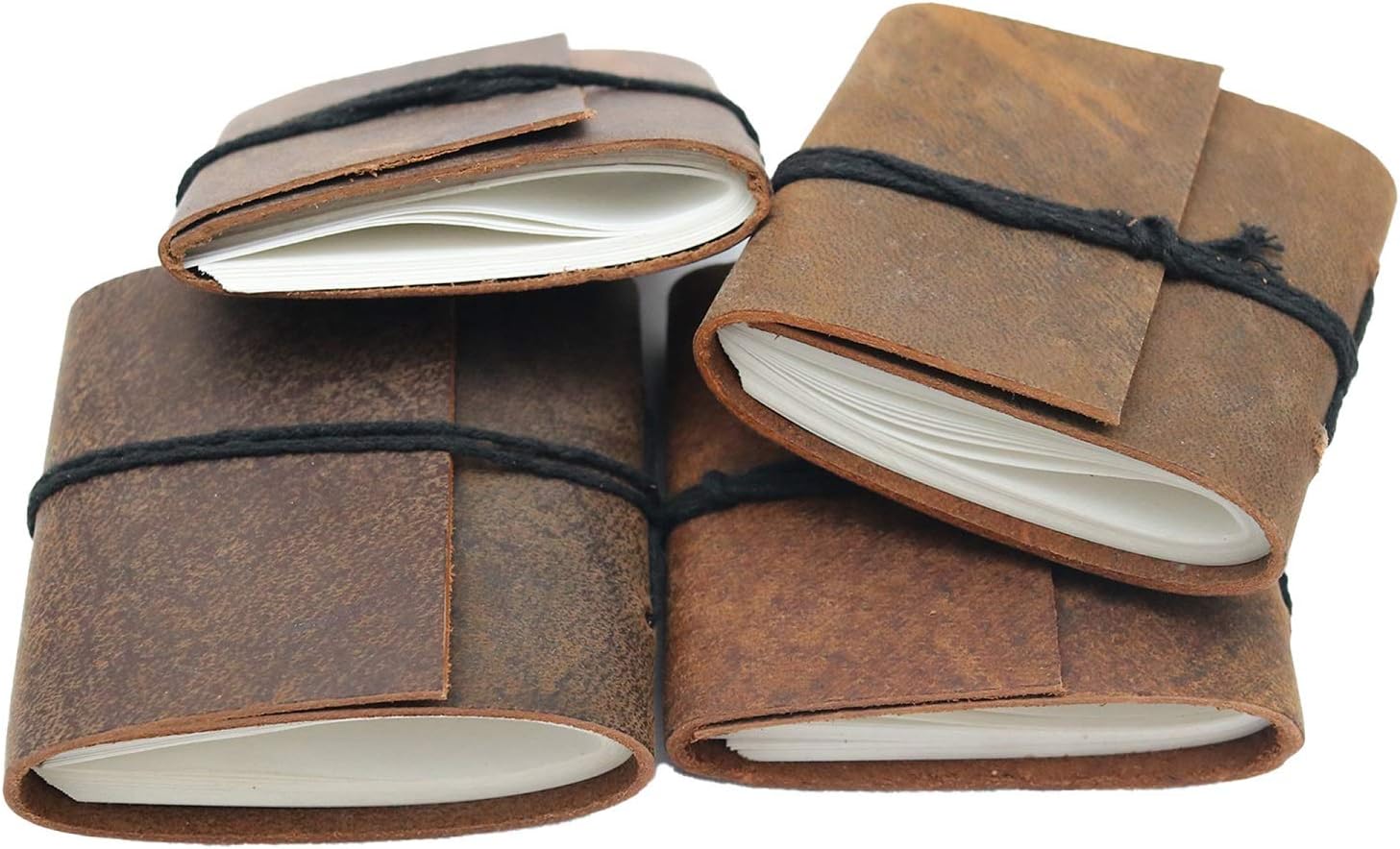 TUZECH Handmade Leather Bound Book of Shadows Mini Scrapbook Notebook Blank Unlined Small Hocus Pocus Pocket Diary For Office||Artist|| Architect|| Personal Notes Vintage Journal for Women and Men Gift - Set Of 4