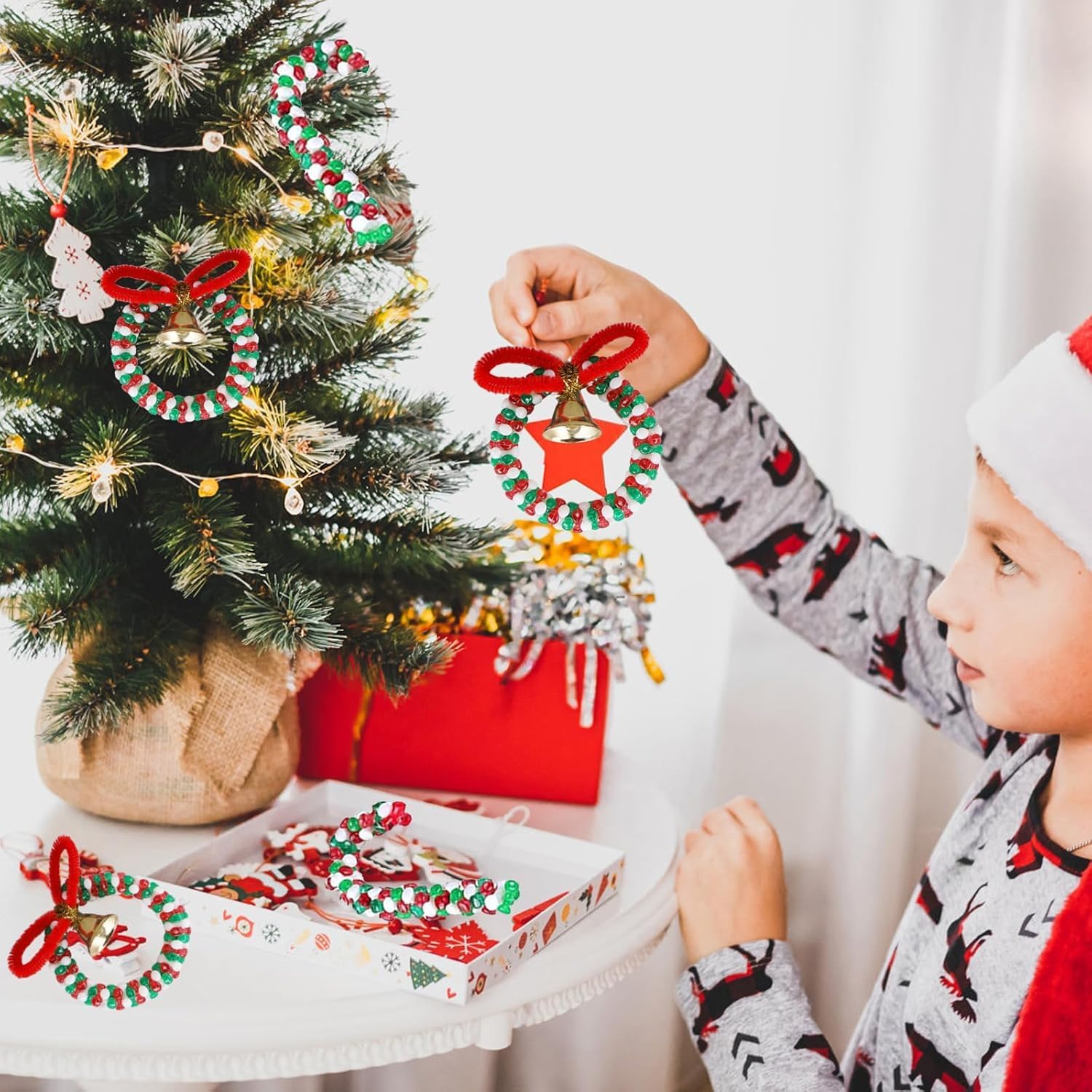 1860pcs Christmas Tri Beads, Tri Beaded Ornament Kit Christmas DIY Bead Christmas Tree Hanging Decoration,Xmas Beads Ornaments Candy Cane Ornament - Image 6