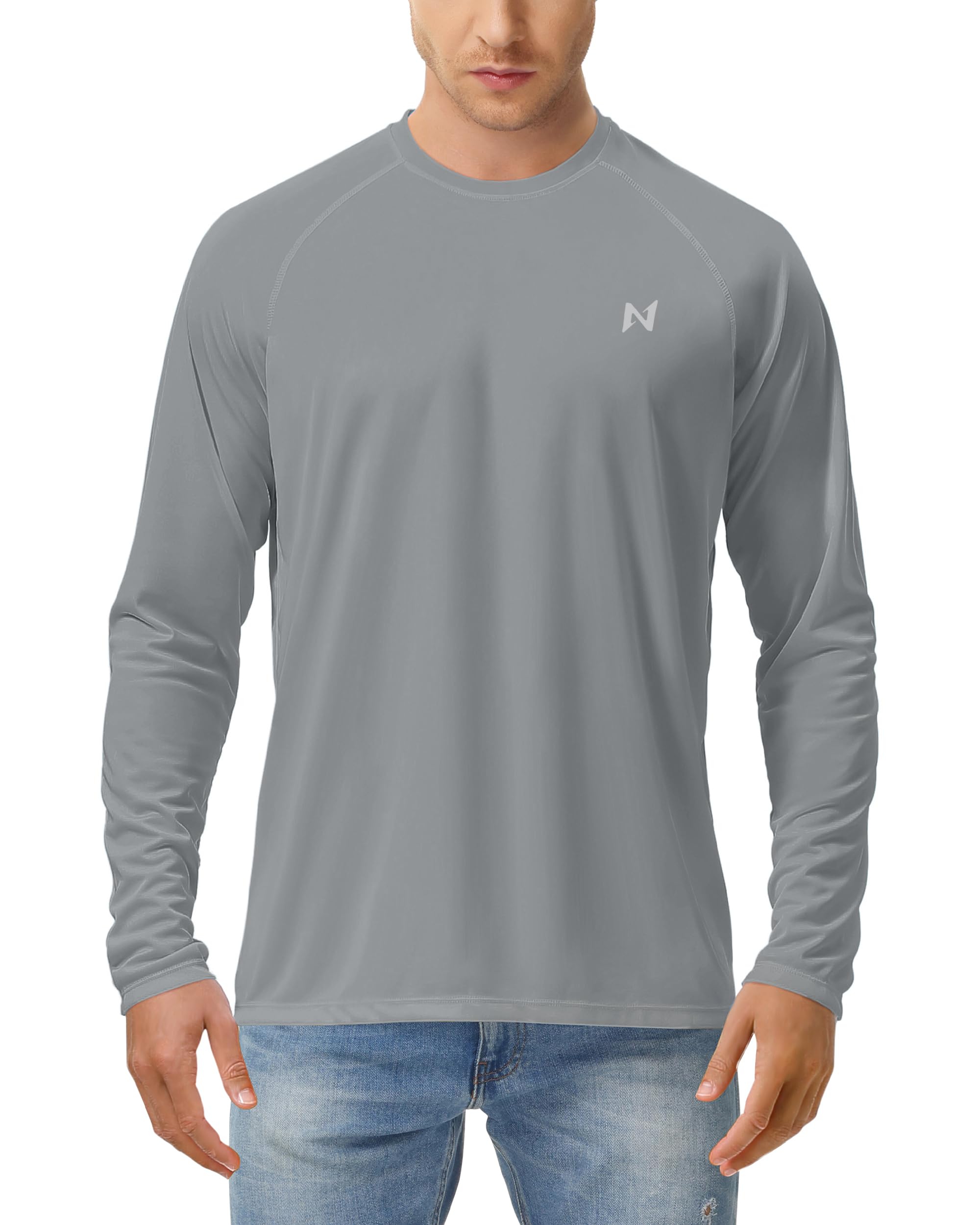 isnowood Sun Protection Shirts for Men, UPF 50+ Long Sleeve, UV Quick Dry Rash Guard Swim Shirt for Fishing Hiking Running