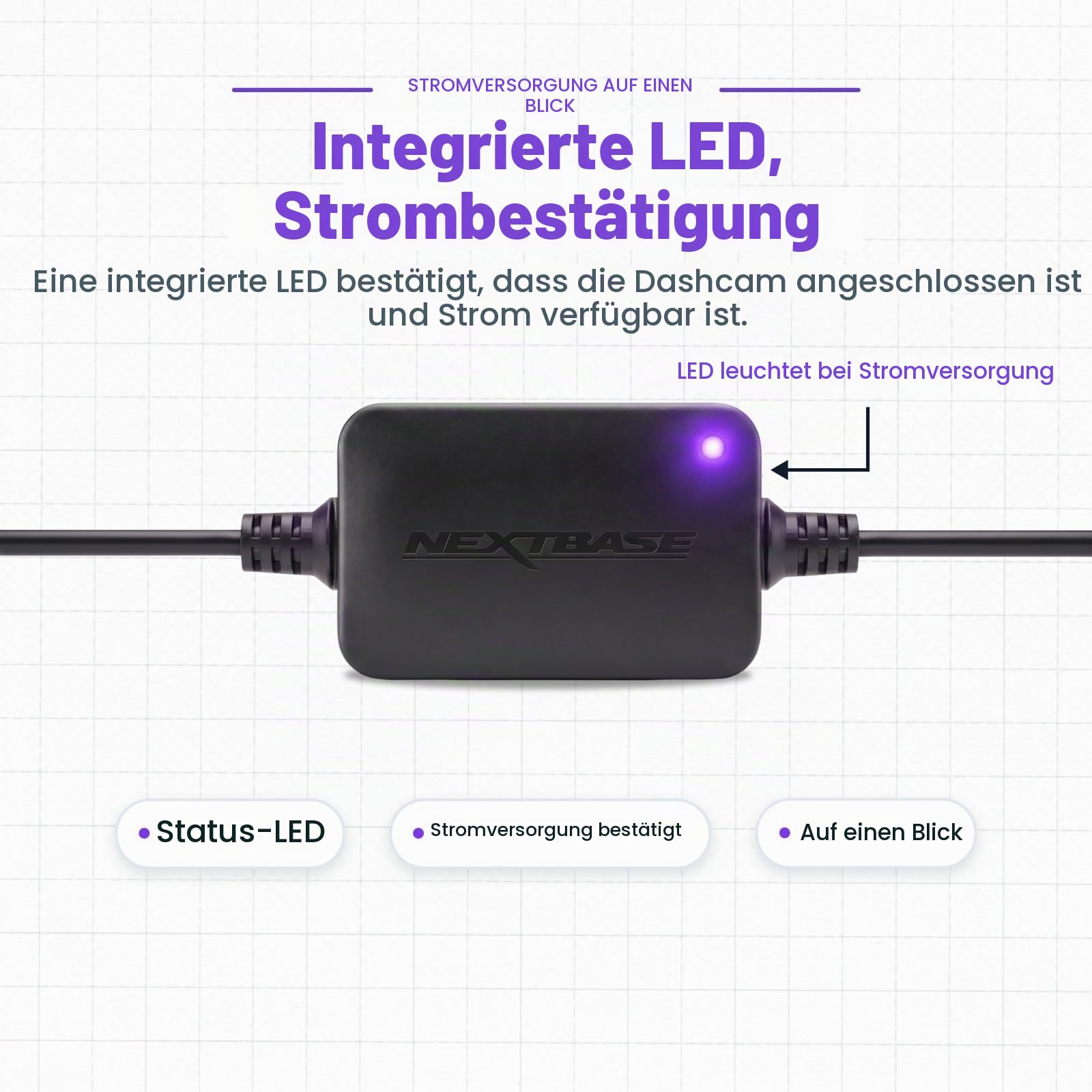 Nextbase OBD Hardwire Kit – Festverkabelung für Dashcam Modelle 122, 222, 322GW, 422GW, 522GW, 622GW – Einfache Plug & Play Installation am OBD-Anschluss, 5m Kabel & Batterieschutz