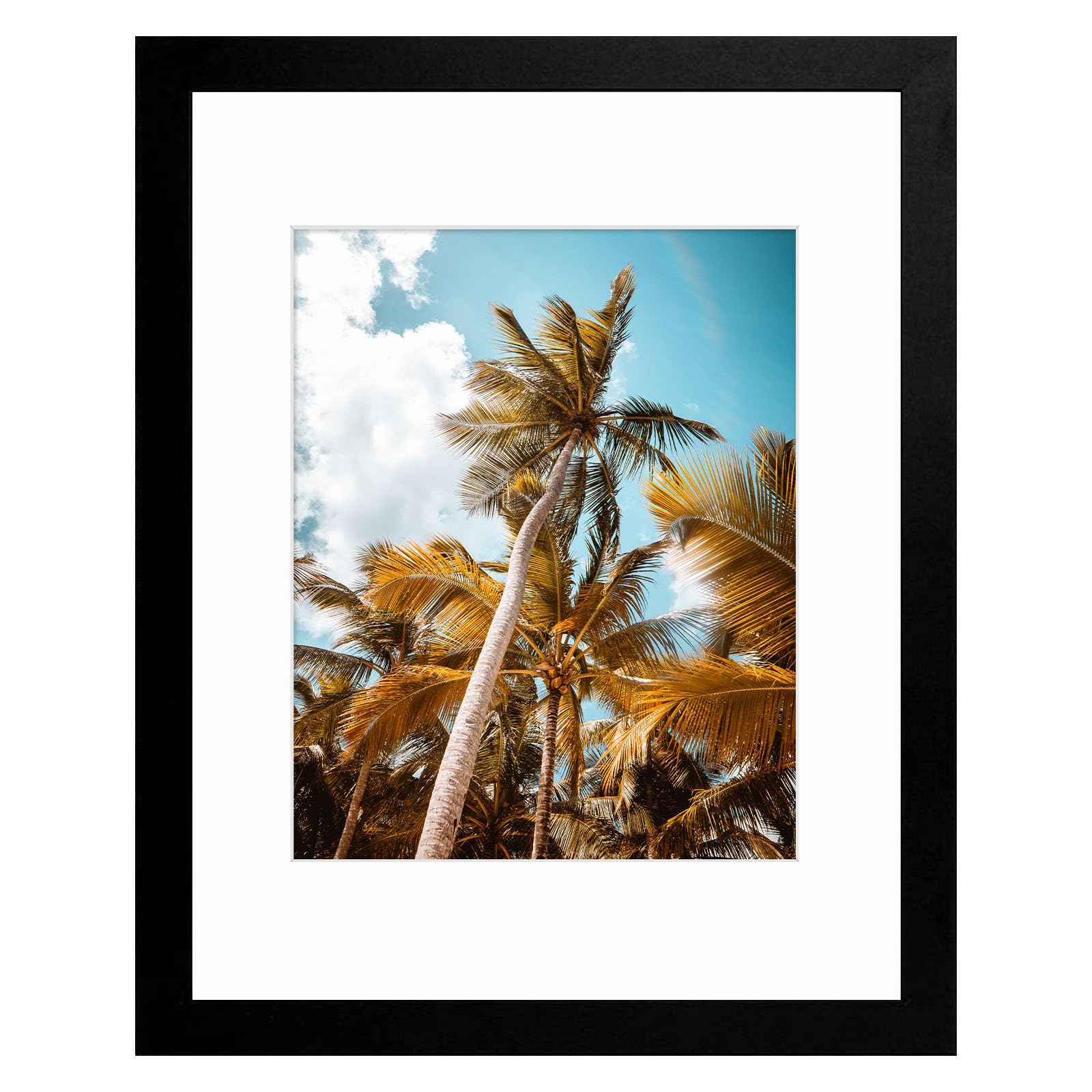 Frametory 11x14 Black Picture Frame with Real Glass Mat for 8x10