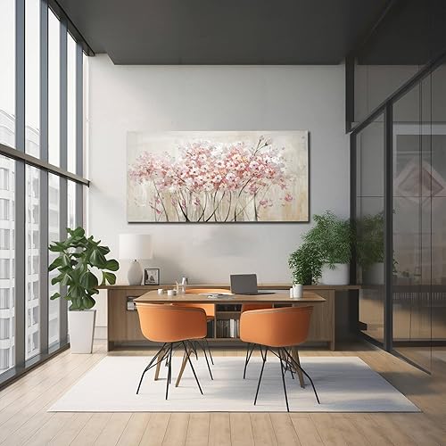 Miniatura 4 de YJYart Pintura al óleo floral blanca para decoración de pared, pintura botánica moderna, graffiti, arte de pared para dormitorio, sala de estar,