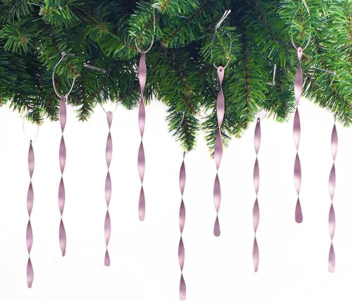 Miniatura 23 de AMS Adornos para árbol de Navidad, juego de 24 piezas de adornos de carámbanos retorcidos de aluminio para árbol de Navidad, fiesta de Año Nuevo