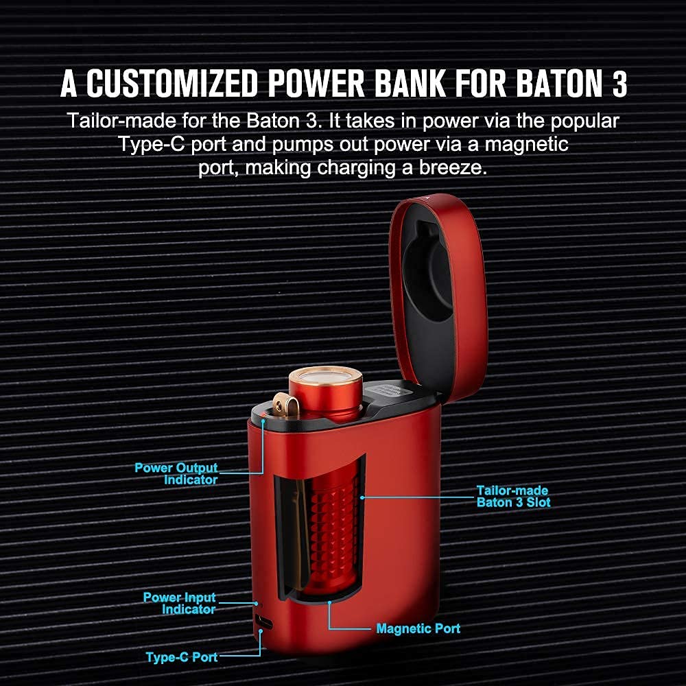 OLIGHT Zestaw latarki LED Baton3, ładowalna latarka 1200 lumenów 166 metrów, 6 trybów z pudełkiem ładowania, odporna na działanie IPX8 odpowiednia na kemping, wędrówki (czerwona edycja premium)