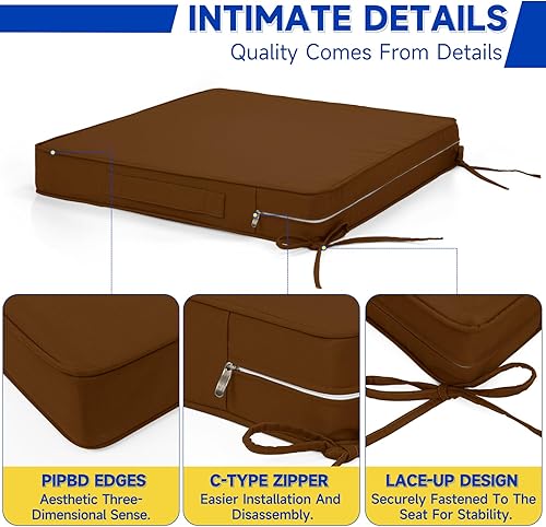 Miniatura 4 de ROFIELTY Cojines para sillas de patio de 19 x 19 pulgadas, a prueba de salpicaduras, cojines para sillas extraíbles para muebles de exterior, con