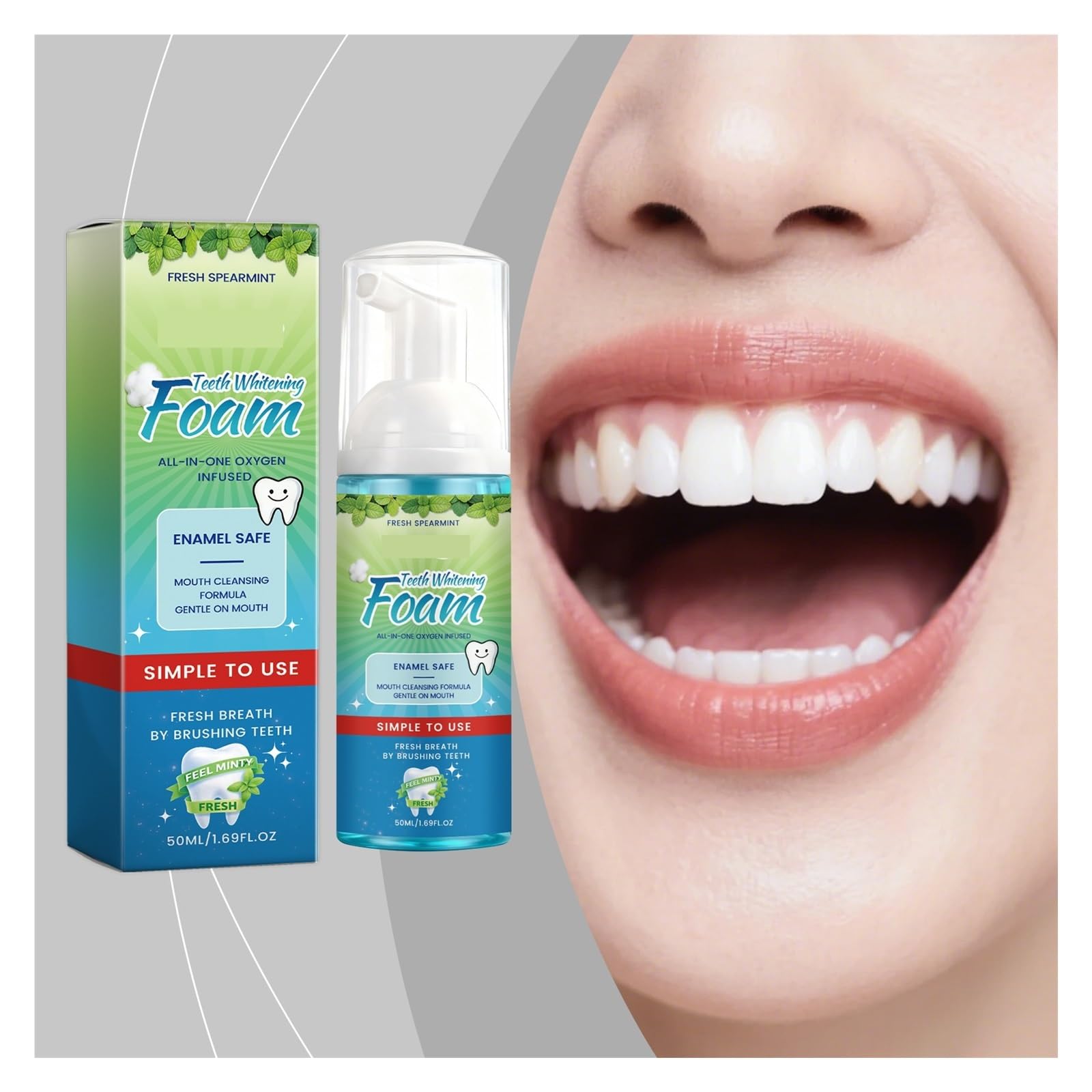 La mousse limpiadora de dientes de 50 ml reduce los residuos en los dientes | Refresca el aliento, es fácil de enjuagar y es adecuado for el cuidado bucal diario(3pcs)