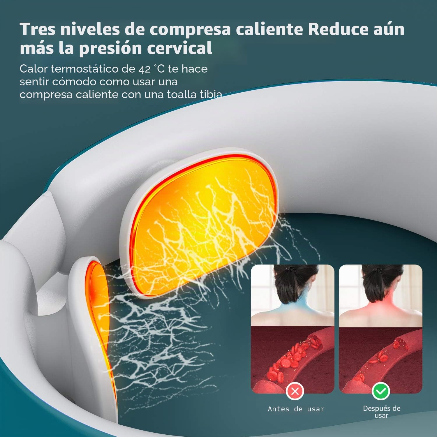 Masajeador Cervical con Control Remoto,Masajeador de Cuello Inteligente, Alivia el Dolor Muscular del Cuello, 6 Modos,18 Intensidades,Calefacción de 3 Niveles,Mejor regalo